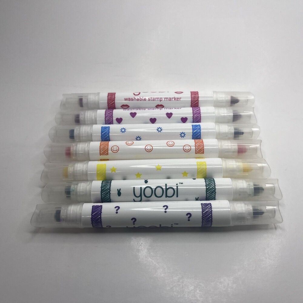 7 Double-Ended Stamp Markers- YOOBI -washable Best Adult/Teen Craft Gift - Used